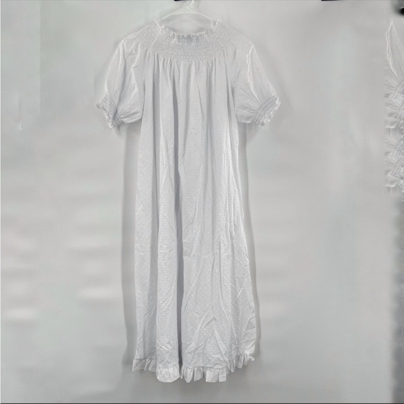 NWOT Hill House The Caroline Nap Dress White Swiss Dot Puff Short Sleeve Midi - Picture 7 of 11